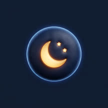 Crescent moon glowing gold against deep navy — sleep artwork